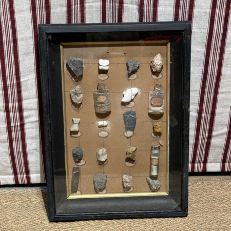 Framed collection of stones and minerals